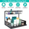 2 Tier Under Sink Organizers Pull Out Under Cabinet Basket Storage Shelf Sliding Drawer for Kitchen Bathroom