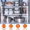 2-Tier Under Sink Organizer Retractable Kitchenware Rack Holders Space Saving Storage Shelf 22LBS Max Load