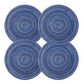 4 Pcs Woven Ramie Placemats Round Placemat Kitchen Accessories Home Decoration Table Mats Teapot Mats 7 inch, Blue