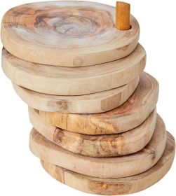 Olive Wood Coaster Set with Holder -7 Pcs