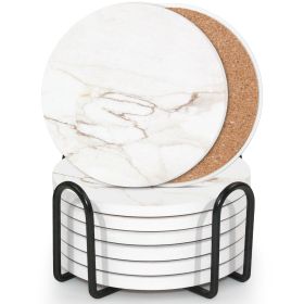 Coasters for Drinks Set of 6 with Holder(Marble style)