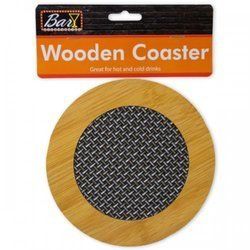 Round Wooden Coaster With Basket Weave Pattern (pack of 12)