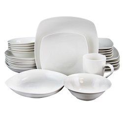 Gibson Home Hagen Square Dinnerware Set in White; Set of 30