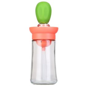 Oil Dispenser Bottle 2 In 1 Cooking Glass Olive Oil Dispenser Silicone Dropper with Silicone Brush Dropper Measuring Container for Kitchen Baking BBQ (Option: Green)