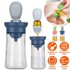 Oil Dispenser Bottle 2 In 1 Cooking Glass Olive Oil Dispenser Silicone Dropper with Silicone Brush Dropper Measuring Container for Kitchen Baking BBQ