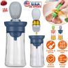 Oil Dispenser Bottle 2 In 1 Cooking Glass Olive Oil Dispenser Silicone Dropper with Silicone Brush Dropper Measuring Container for Kitchen Baking BBQ