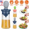 Oil Dispenser Bottle 2 In 1 Cooking Glass Olive Oil Dispenser Silicone Dropper with Silicone Brush Dropper Measuring Container for Kitchen Baking BBQ