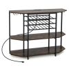 3-Tier Wine Bar Cabinet with Storage Shelves