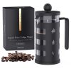 RAINBEAN  French Press Coffee Maker Easy Cleaning Cafeteria, Heat Resistant Borosilicate Glass, Black