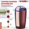 5 Core Coffee Grinder • 85 Gram Or 3 Ounces / 12 Cup Capacity • One-Touch Automatic Electric Bean Spice Grinding Machine • 150W Copper Motor •