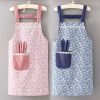 1pc Polyester Cotton Apron, Cute Rabbit Ears Apron, Adjustable Strap And Large Pockets Apron, Kitchen Cooking Baking Bib Apron, Chef Apron