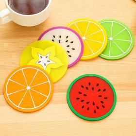 1pc Fruit Shape Cup Coaster Silicone Cup Pad Slip Insulation Pad Cup Mat Hot Drink Holder Mug Stand Home Kitchen Accessories (Color: Red)