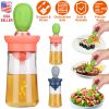 Oil Dispenser Bottle 2 In 1 Cooking Glass Olive Oil Dispenser Silicone Dropper with Silicone Brush Dropper Measuring Container for Kitchen Baking BBQ